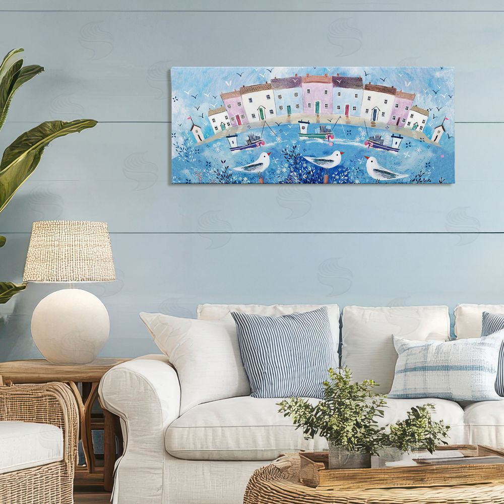 Clare Tupper Seaside Harbor Curved Perspective Canvas Art on Wall