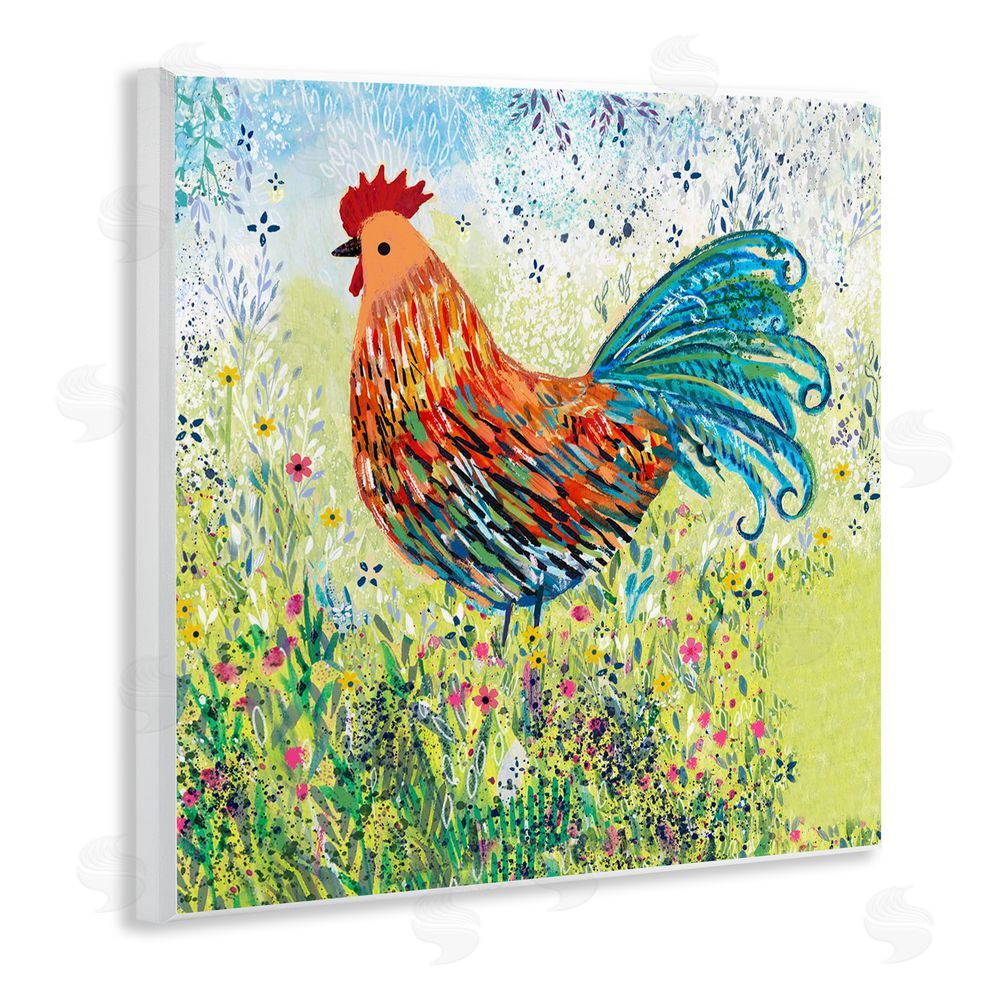 Clare Tupper Cockerel Rooster in Colorful Garden Wall Plaque Art Print