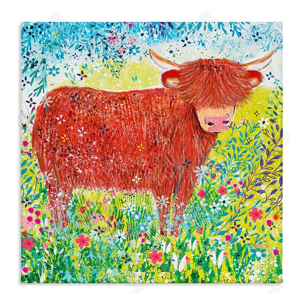Clare Tupper Highland Cow Whimsical Dapples Canvas Wall Art Print