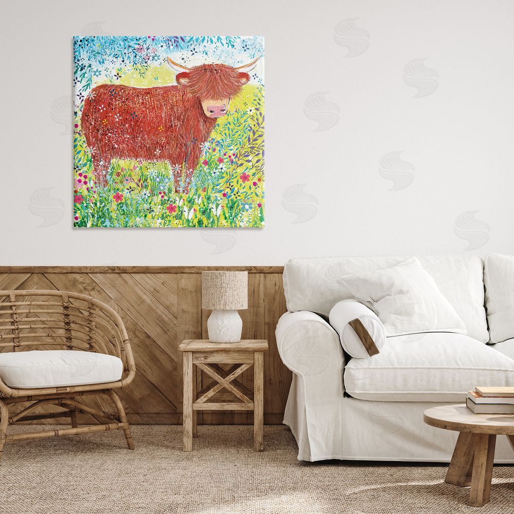 Clare Tupper Highland Cow Whimsical Dapples Canvas Art on Wall
