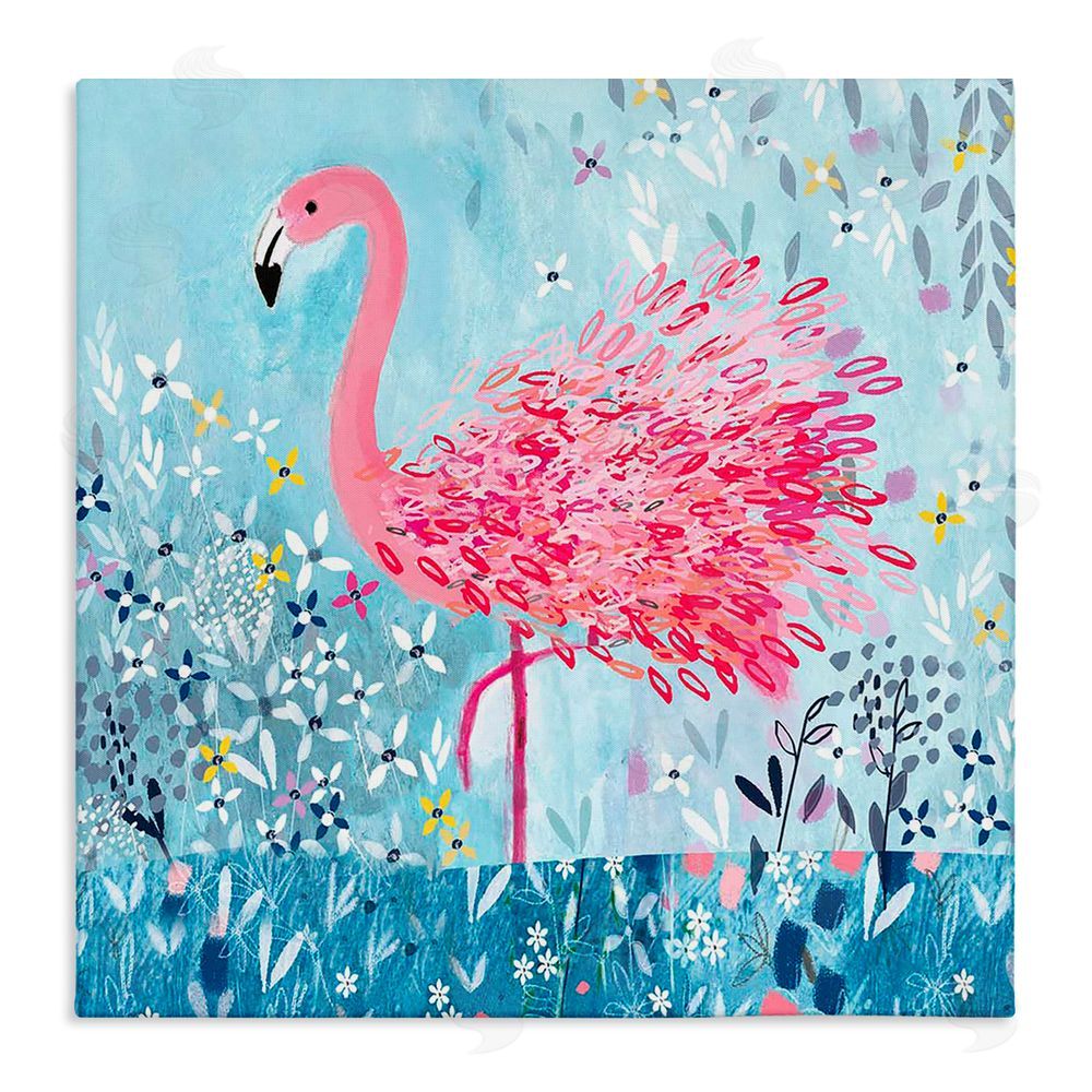 Clare Tupper Whimsical Flower Flamingo Canvas Wall Art Print