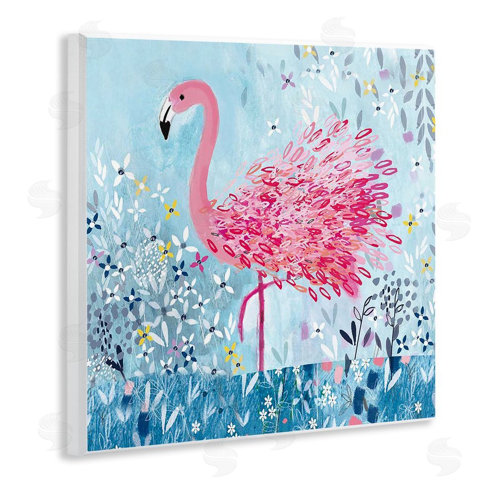 Clare Tupper Whimsical Flower Flamingo Wall Plaque Art Print