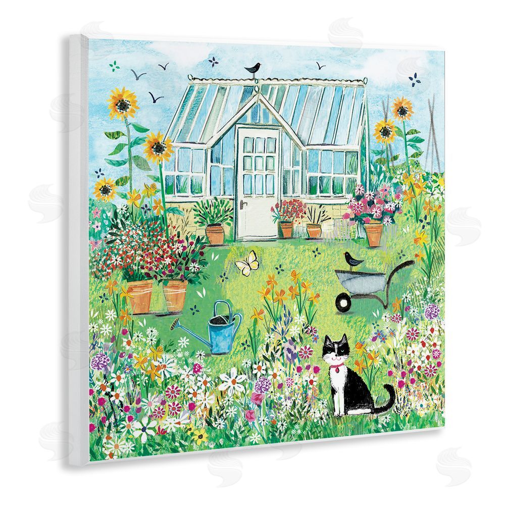 Clare Tupper Garden Greenhouse & Cat Wall Plaque Art Print