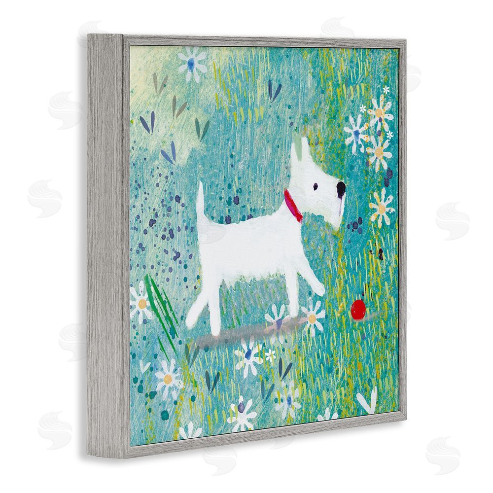 Clare Tupper Little White Scottie Dog Gray Framed Giclee Wall Art Print