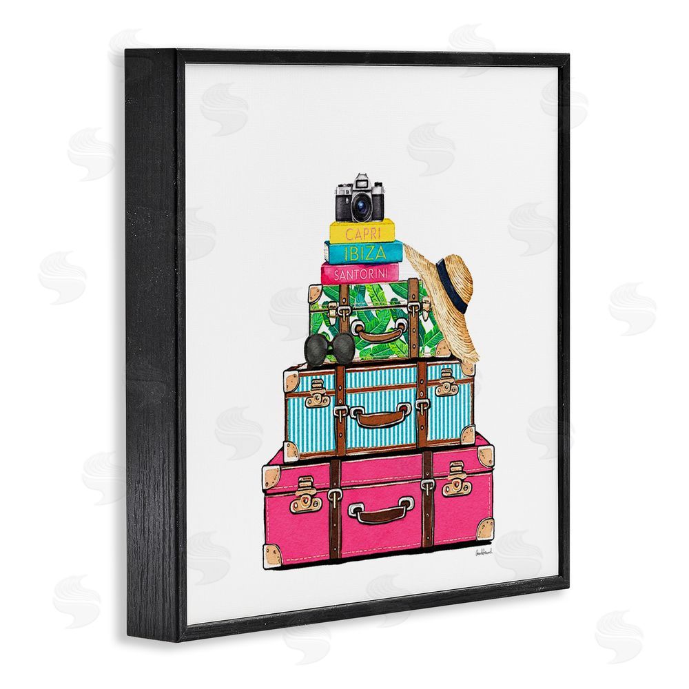 Amanda Greenwood Glam Travel Suitcases Black Framed Giclee Wall Art Print