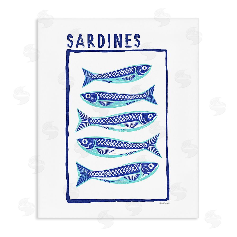 Amanda Greenwood Blocked Sardines Pattern Canvas Wall Art Print