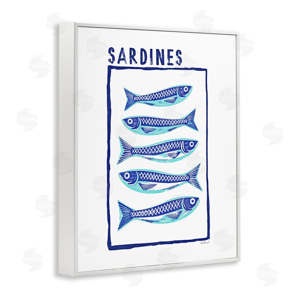 Amanda Greenwood Blocked Sardines Pattern White Framed Giclee Wall Art Print