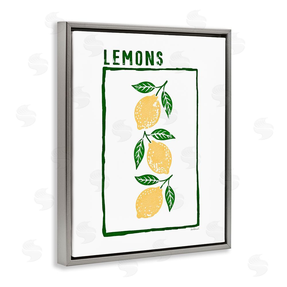Amanda Greenwood Tasty Summer Lemons Gray Floating Frame Canvas Wall Art Print