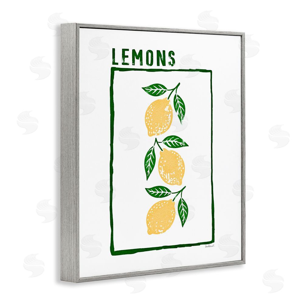 Amanda Greenwood Tasty Summer Lemons Gray Framed Giclee Wall Art Print
