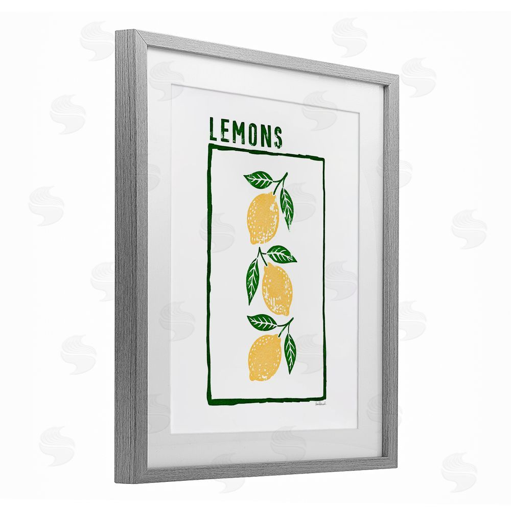 Amanda Greenwood Tasty Summer Lemons Gray Framed Print Under Glass Wall Art