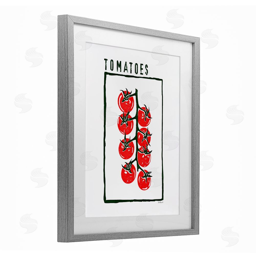 Amanda Greenwood Ripe Tomatoes Cluster Gray Framed Print Under Glass Wall Art