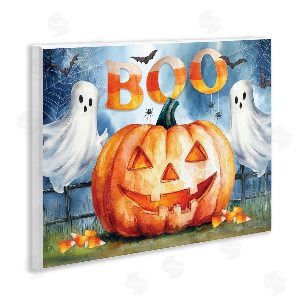 Nicole DeCamp Boo Ghosts & Jack-o-Lantern Wall Plaque Art Print