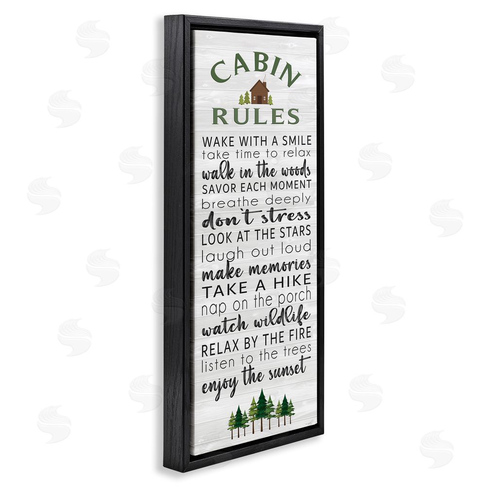 Seven Trees Design Cabin Rules Enjoy The Moment Black Floating Frame Canvas Wall Art Print