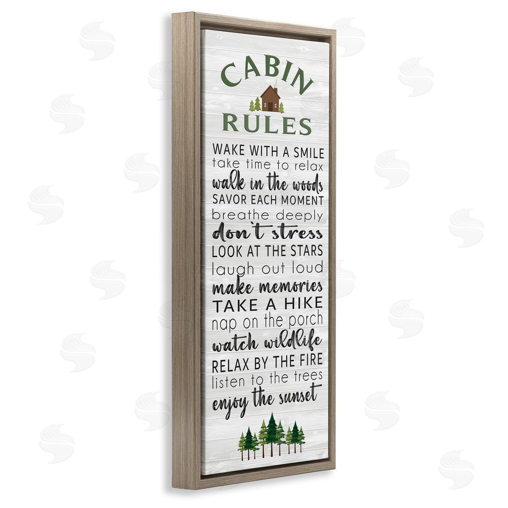 Seven Trees Design Cabin Rules Enjoy The Moment Brown Floating Frame Canvas Wall Art Print