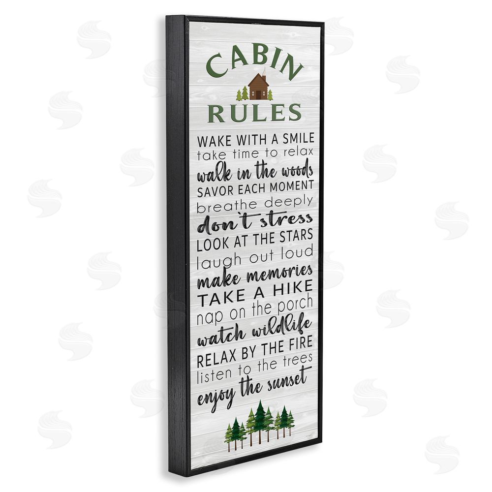 Seven Trees Design Cabin Rules Enjoy The Moment Black Framed Giclee Wall Art Print