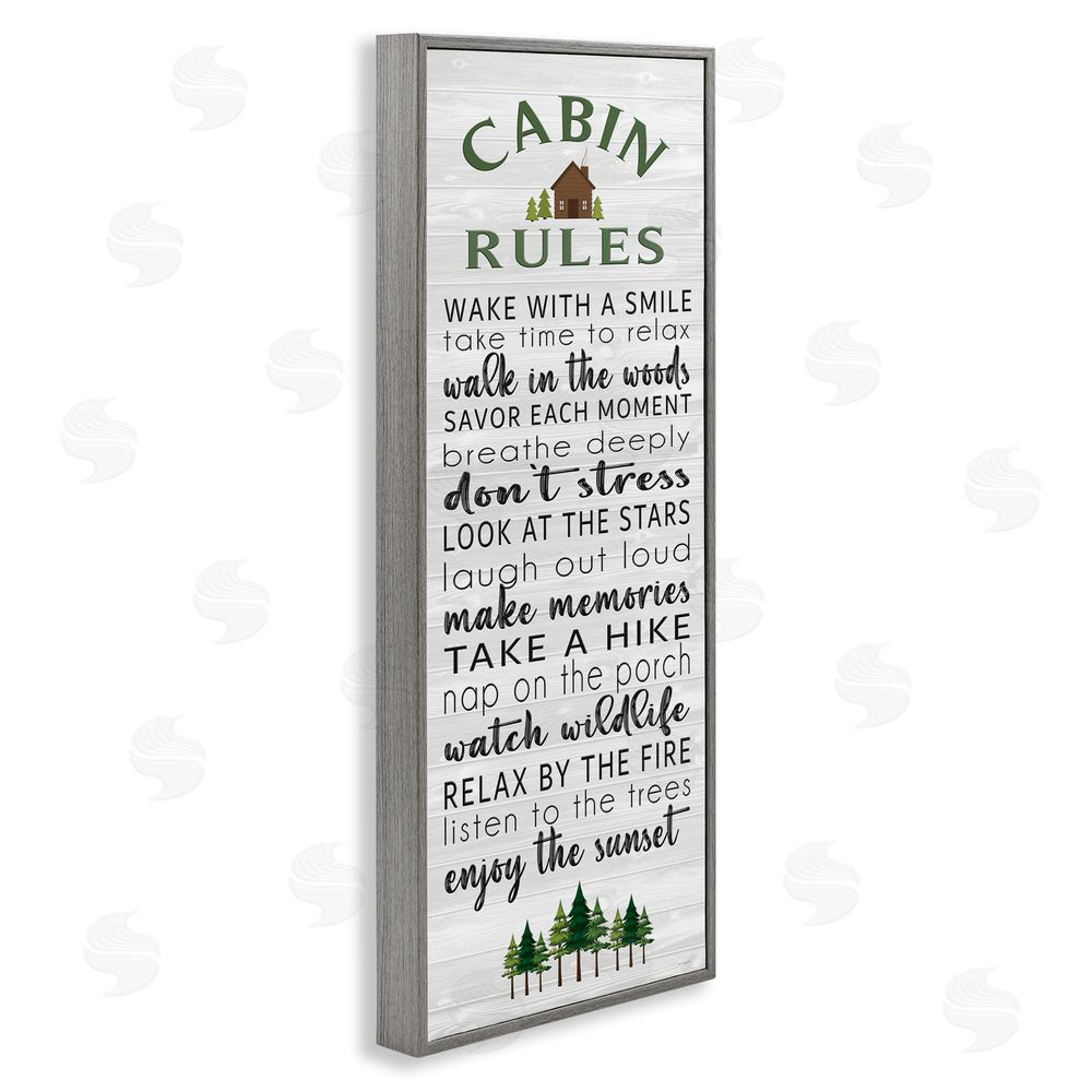 Seven Trees Design Cabin Rules Enjoy The Moment Gray Framed Giclee Wall Art Print