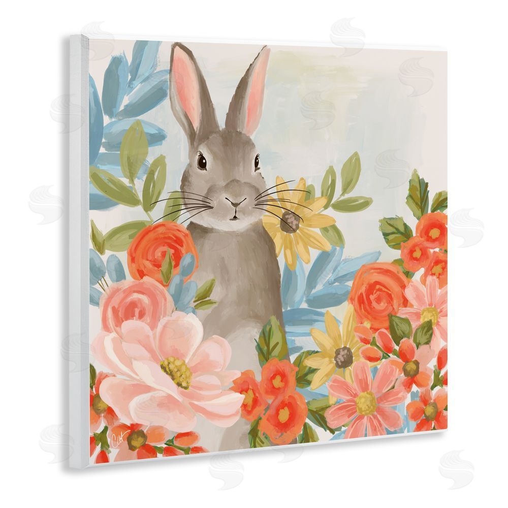 Cat Thurman Designs Bunny Among The Blooms Wall Plaque Art Print