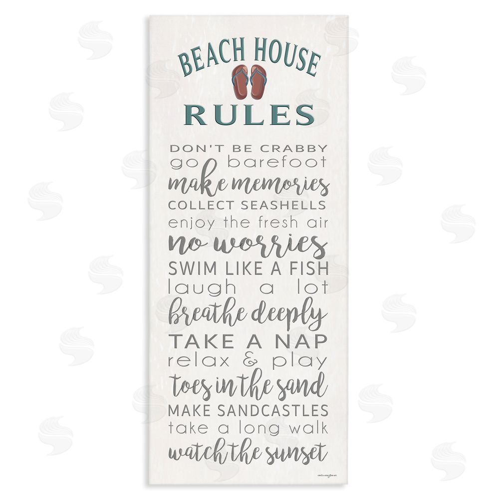 Seven Trees Design Beach House Rules Make Memories Stretched Canvas Wall Art Print