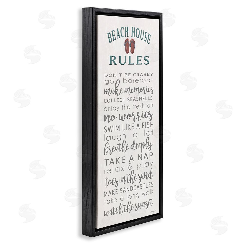 Seven Trees Design Beach House Rules Make Memories Black Floating Frame Canvas Wall Art Print