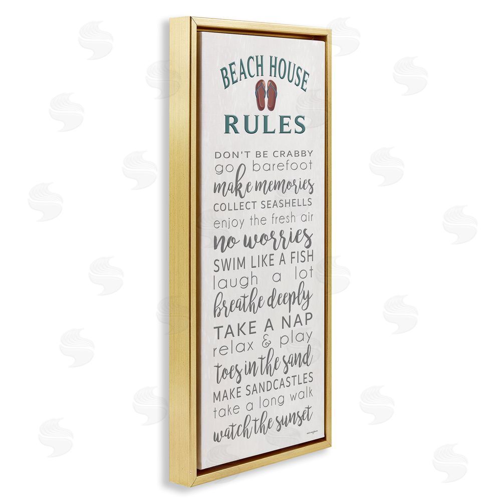 Seven Trees Design Beach House Rules Make Memories Gold Floating Frame Canvas Wall Art Print