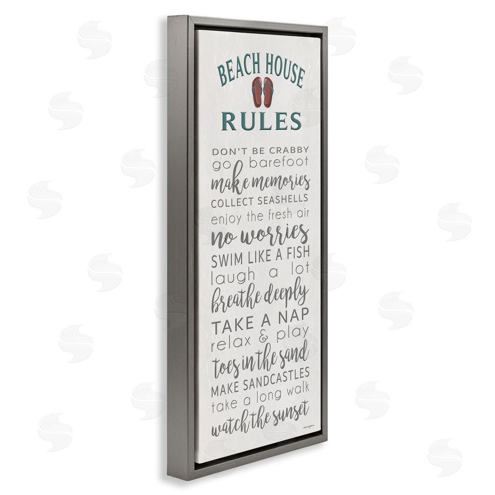 Seven Trees Design Beach House Rules Make Memories Gray Floating Frame Canvas Wall Art Print