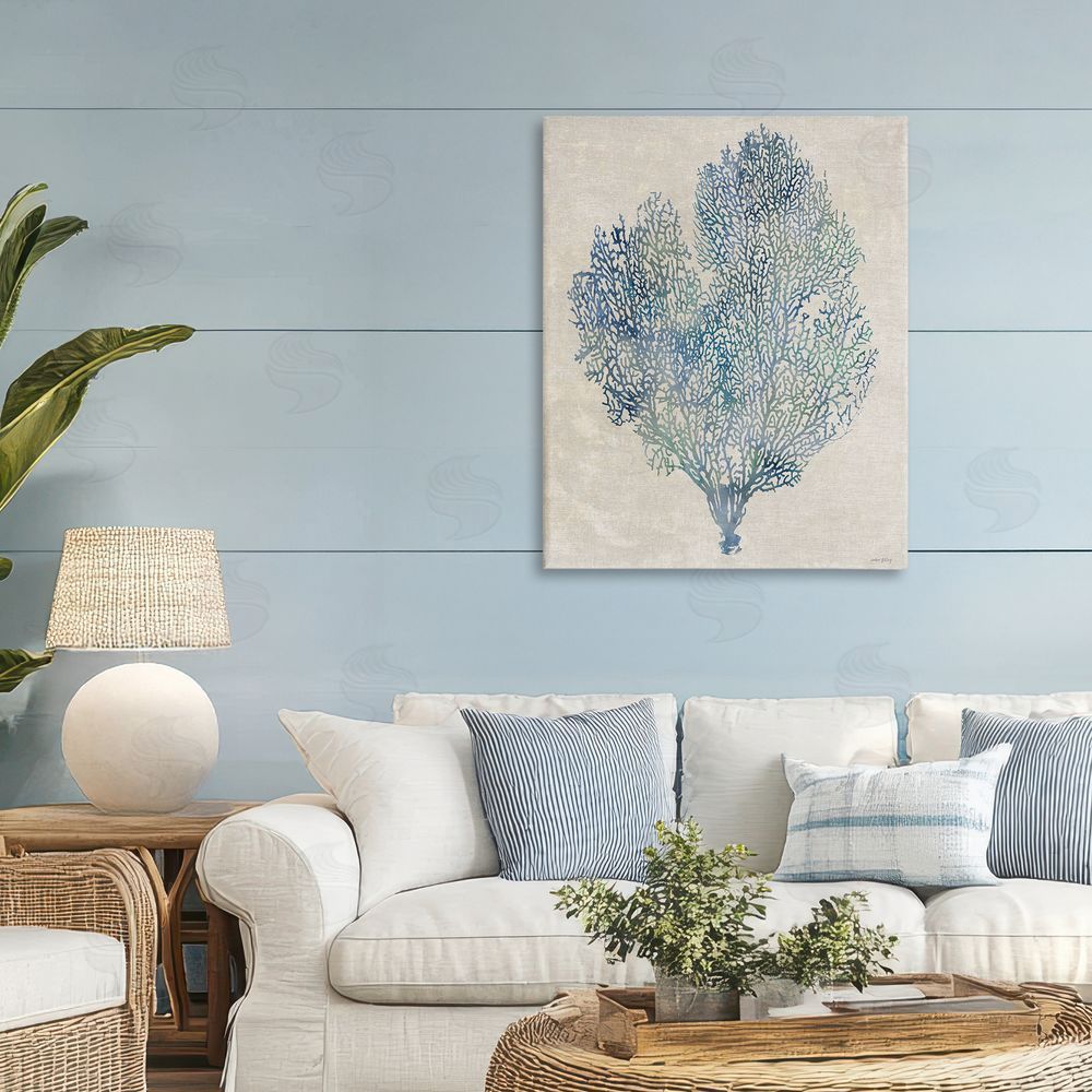 Amber Sterling Fan Coral in Blue & Green Stretched Canvas Wall Art in Room