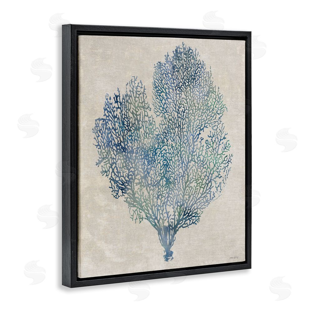 Amber Sterling Fan Coral in Blue & Green Black Floating Framed Canvas Wall Art