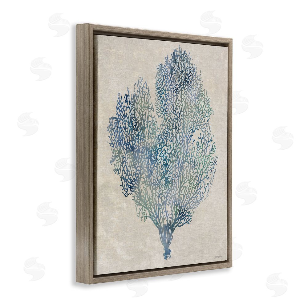 Amber Sterling Fan Coral in Blue & Green Brown Floating Framed Canvas Wall Art