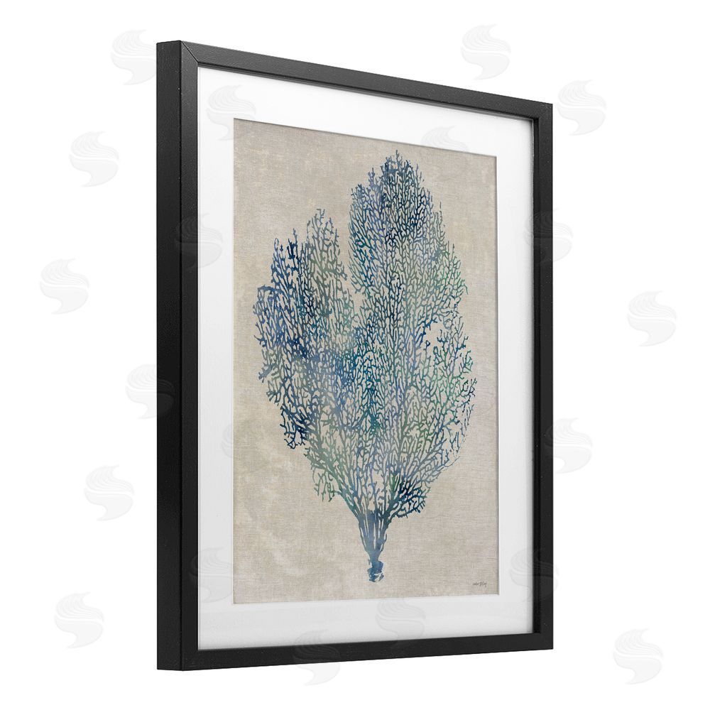 Amber Sterling Fan Coral in Blue & Green Black Framed Print Under Glass Wall Art