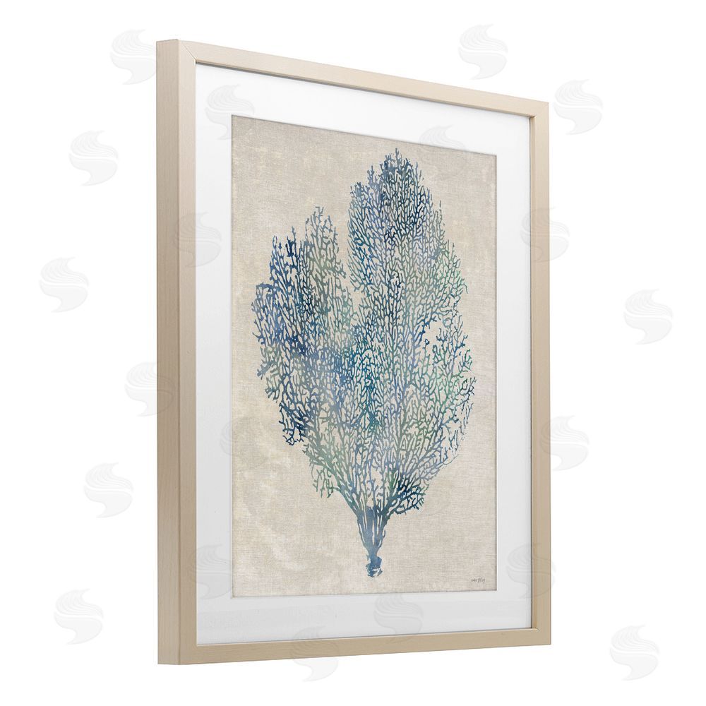 Amber Sterling Fan Coral in Blue & Green Brown Framed Print Under Glass Wall Art
