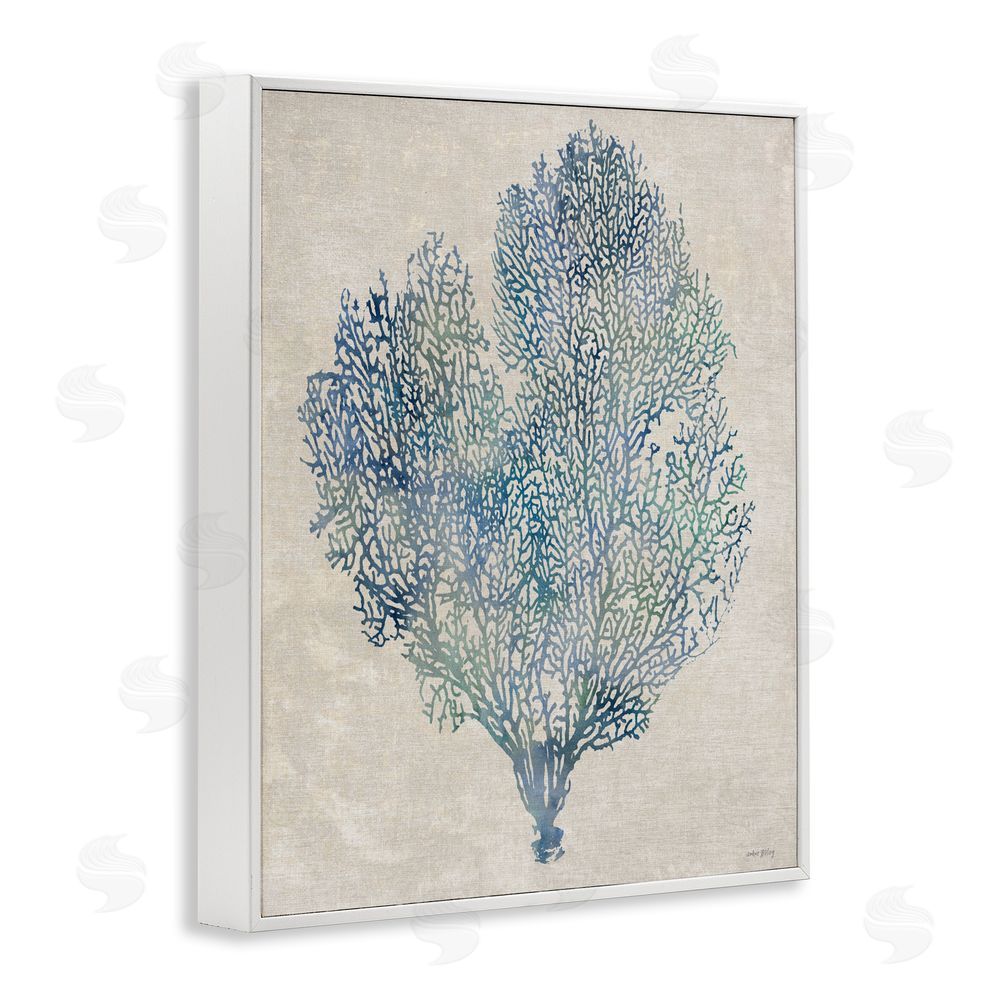 Amber Sterling Fan Coral in Blue & Green White Framed Giclee Wall Art