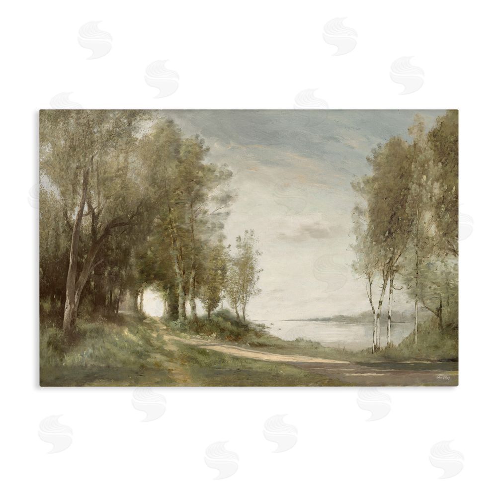 Amber Sterling Tranquil Lakeside Path Stretched Canvas Wall Art Print