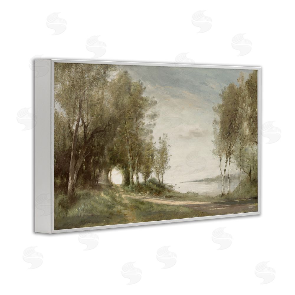 Amber Sterling Tranquil Lakeside Path White Framed Giclee Wall Art Print