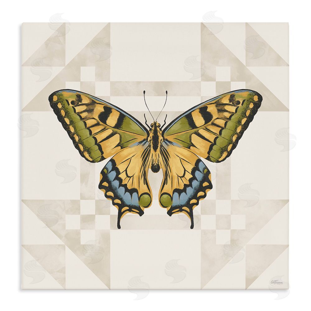 Cat Thurman Designs Green Swallowtail Butterfly Stretched Canvas Wall Art
