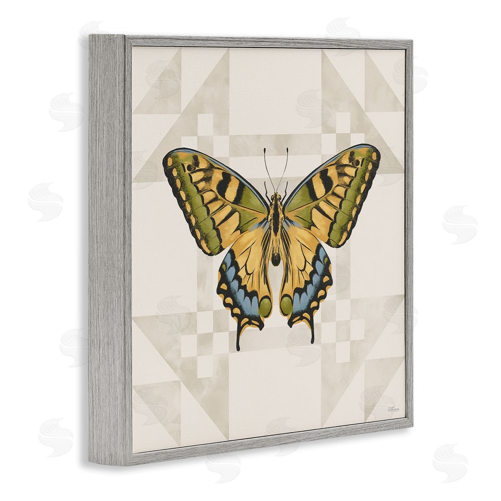 Cat Thurman Designs Green Swallowtail Butterfly Gray Framed Giclee Wall Art