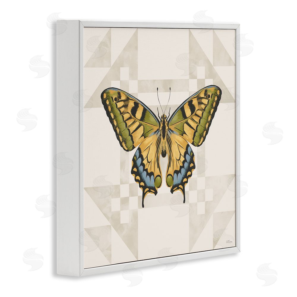 Cat Thurman Designs Green Swallowtail Butterfly White Framed Giclee Wall Art
