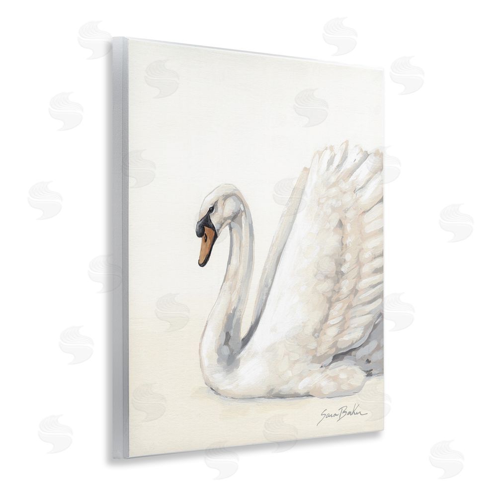 Sara Baker White Swan in Repose Wall Plaque Printed Art