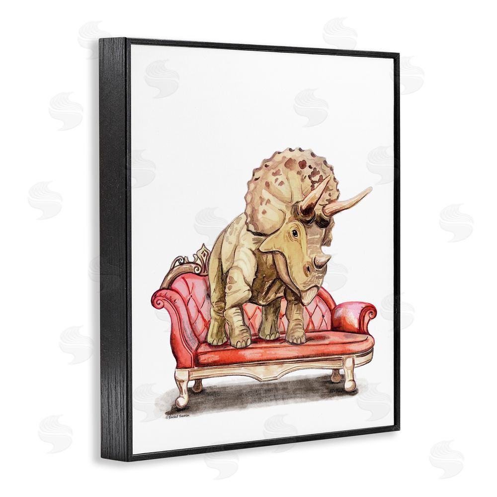 Rachel Nieman Chaise Lounge Triceratops Black Framed Giclee Wall Art Print