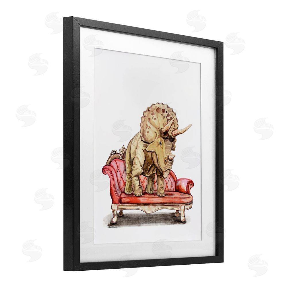 Rachel Nieman Chaise Lounge Triceratops Black Framed Print Under Glass Wall Art