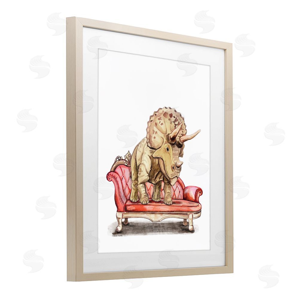 Rachel Nieman Chaise Lounge Triceratops Brown Framed Print Under Glass Wall Art
