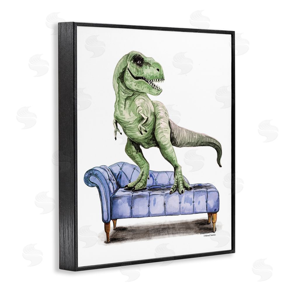 Rachel Nieman Chaise Lounge T-Rex Black Framed Giclee Wall Art Print