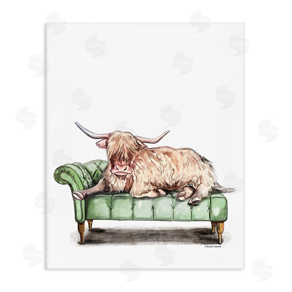 Rachel Nieman Chaise Lounge Highland Stretched Canvas Wall Art Print