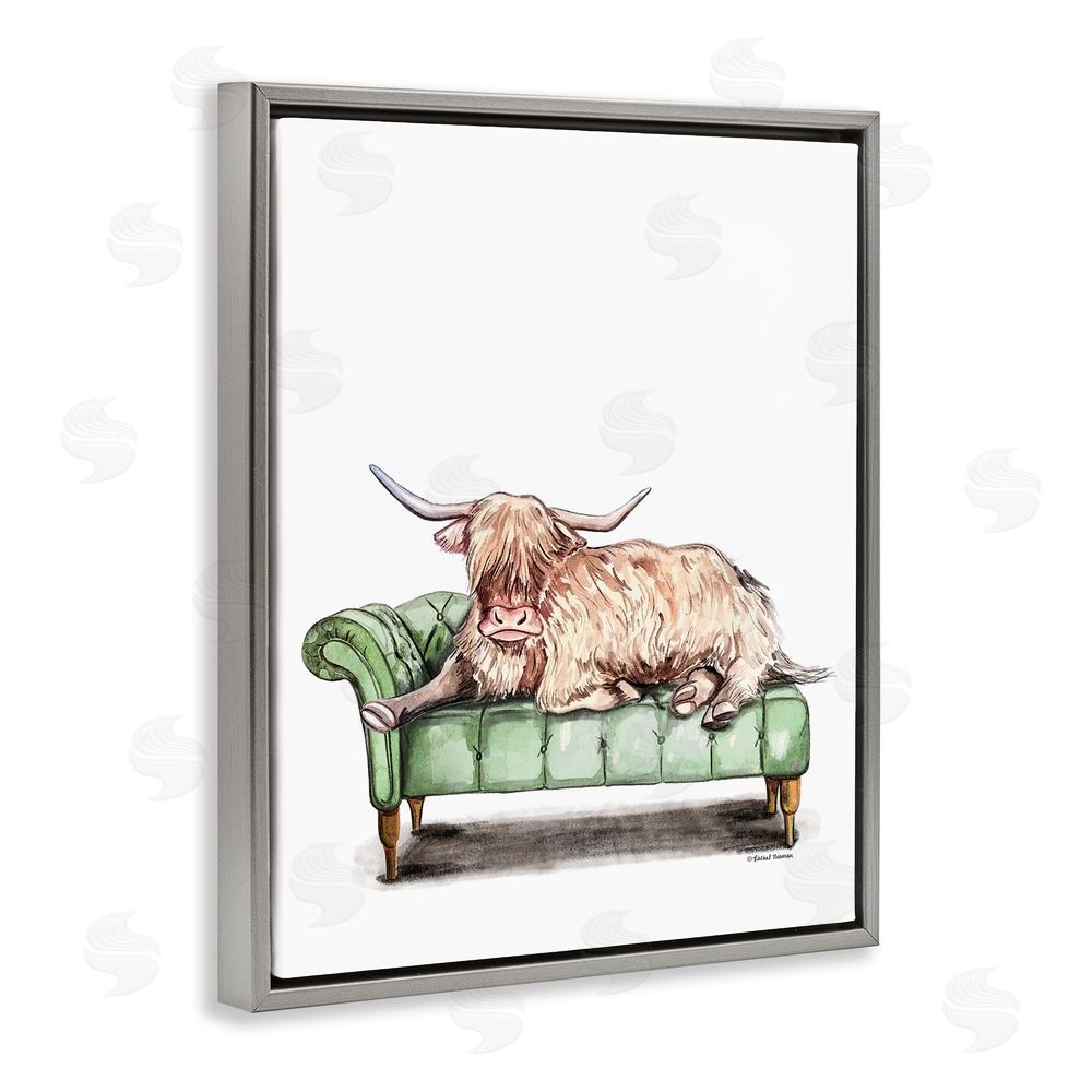 Rachel Nieman Chaise Lounge Highland Gray Floating Frame Canvas Wall Art Print