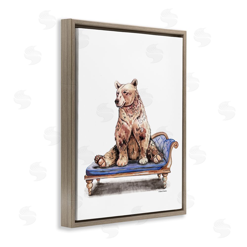 Rachel Nieman Chaise Lounge Bear Brown Floating Frame Canvas Wall Art Print