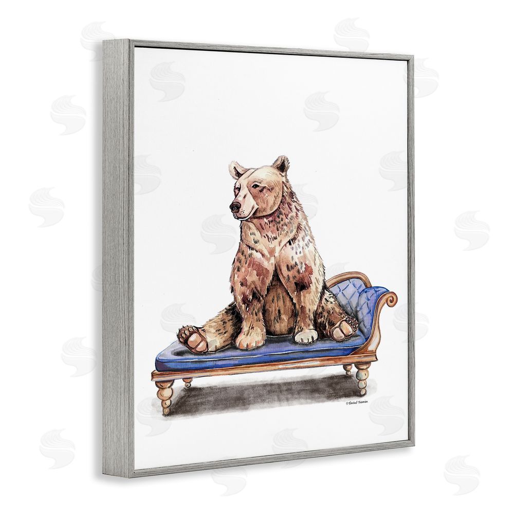 Rachel Nieman Chaise Lounge Bear Gray Framed Giclee Wall Art Print
