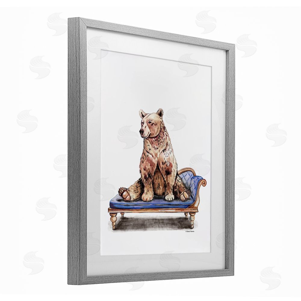 Rachel Nieman Chaise Lounge Bear Gray Framed Print Under Glass Wall Art