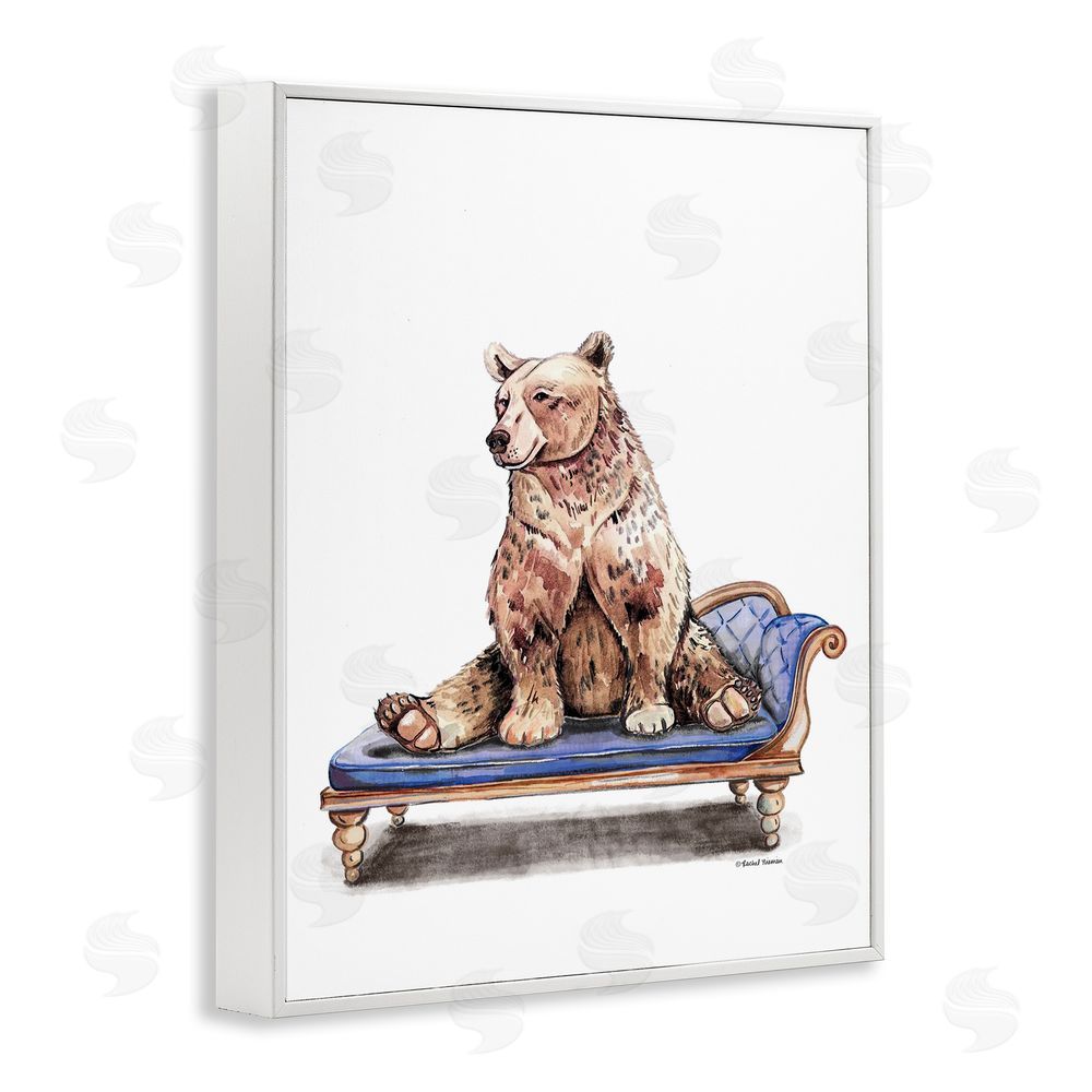 Rachel Nieman Chaise Lounge Bear White Framed Giclee Wall Art Print