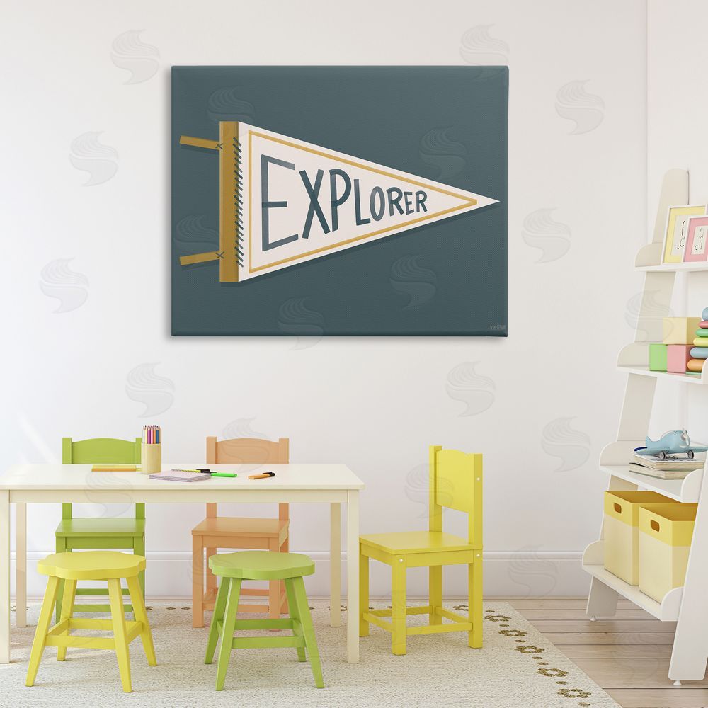 House Fenway Explorer Retro Pennant Stretched Canvas Wall Art in Room