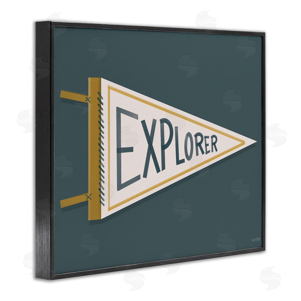 House Fenway Explorer Retro Pennant Black Framed Giclee Wall Art