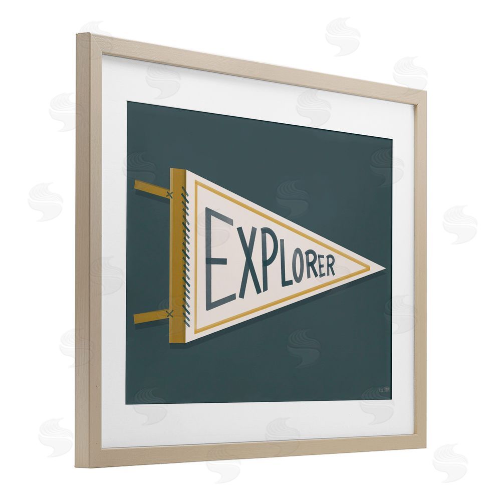 House Fenway Explorer Retro Pennant Brown Framed Print Under Glass Wall Art